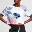 Watercolor Pattern Of Roses Violets On White Background 3D Women's Crop Top