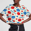 Watercolor Illustration Of Red And Blue Balloon American Proud 3D Women's Crop Top
