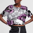 Violet Tulips Flowers And Human Skulls On Gray Background 3D Women's Crop Top