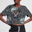 Vintage Style With Scary Ferocious Wolf 3D Women's Crop Top