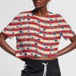 Vintage Red Wavy Background Patriotic USA Stars 3D Women's Crop Top