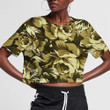 Vintage Charming Roses Flower In Camouflage Pattern 3D Women's Crop Top