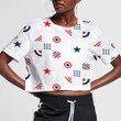 Various Geometric In The Colors Of American Flag Illustration 3D Women's Crop Top