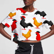 Variety Colorful Chicken On White Background 3D Women's Crop Top