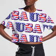 USA Sign With Stripes And Stars For Patriotic Pattern 3D Women's Crop Top