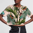Tropical Summer Background With Butterflies A Palm Leaf 3D Women's Crop Top