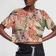Tropical Flowers Palm Leave With Beautiful Flamingo 3D Women's Crop Top
