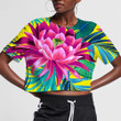 Tropical Floral Waterlily Lotus Flowers And Leaves Art Pattern 3D Women's Crop Top