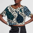 Trendy Colorful Of Shape And Brush With Leopard 3D Women's Crop Top