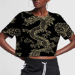 Traditional Chinese Dragon Flying In Clouds 3D Women's Crop Top