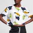 Toucan Funny Birds With Green Leaves 3D Women's Crop Top