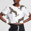 Tiger Leopard Animals Fashion Ornament On White Background 3D Women's Crop Top