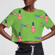 Tie And Bow In The Form Of An American Flag Pattern 3D Women's Crop Top