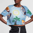 Swimming Green Turtles On Colored Backgroundư 3D Women's Crop Top