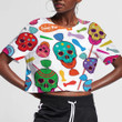 Sweet Candy Human Skull Bullet And Bombs 3D Women's Crop Top