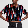 Surging Shooting Stars In The Colors Of American Flags Pattern 3D Women's Crop Top