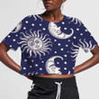 Sun And Moon Vintage With Little Stars 3D Women's Crop Top