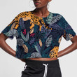 Summer Paradise In Tropical Jungles With Wild Leopard 3D Women's Crop Top