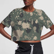 Splashed Colors Green And Gray Camouflage Pattern 3D Women's Crop Top