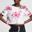 Special Flamingo With Tropic Pink Rose 3D Women's Crop Top
