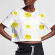 Smiling Yellow Sun With Pink Cheeks 3D Women's Crop Top