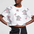 Smiling Bany Elephant With Pink Butterfly 3D Women's Crop Top