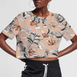 Sketch Trendy Orange Flower And Leaves Branches Coral Theme Design 3D Women's Crop Top
