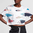 Sketch Cute Fishes With Different Figures Sea Fish Themed Design 3D Women's Crop Top