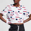 Simple Navy Stars And Red Line Patriotic Pattern 3D Women's Crop Top