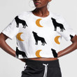 Simple Background With A Wolf And Moon 3D Women's Crop Top