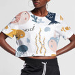 Sea World Dwellers Cute Underwater Fishes In Their Natural Habitat 3D Women's Crop Top