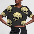 Scary Human Skull On Gray Background 3D Women's Crop Top