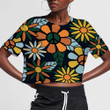Retro Hippie Flowers Vintage Daisy And Leaves All Over Pattern 3D Women's Crop Top