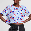 Red Blue White Fireworks Patriotic On White Backdrop 3D Women's Crop Top