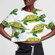 Pond Slider Turtle Couple Green A Smiling 3D Women's Crop Top