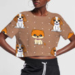 Pomeranian And Beagle Puppy With White Dots 3D Women's Crop Top