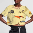 Playing Dog With Disk Isolated Background 3D Women's Crop Top