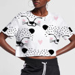 Pink Heart And Face Of Leopard With Spotted 3D Women's Crop Top