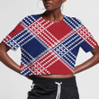 Gingham Plaid Pattern With Small Stars Striped 3D Women's Crop Top