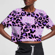 Gimme Space Patches And Planets On Neon Leopard Background 3D Women's Crop Top