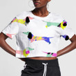 Geometric Dachshunds Blue And Yellow Colors 3D Women's Crop Top