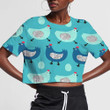 Funt Blue And Mint Chicken With Egg 3D Women's Crop Top