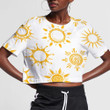 Funny Yellow Sun On White Background 3D Women's Crop Top
