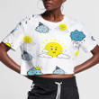 Funny Sun And Cute Cloud On White Background 3D Women's Crop Top