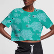Funny Sea With Turtles On Neon Green 3D Women's Crop Top