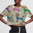 Funny Cartoon Colorful Poodle Dogs Hippie 3D Women's Crop Top