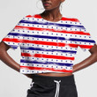 Fourth July Stars Stripes Abstract Painting Pattern 3D Women's Crop Top