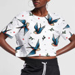 Flying Swallow With Heart And Leaf 3D Women's Crop Top