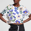 Floral Pattern With Bluebells Purple Wild Flowers Themed Design 3D Women's Crop Top