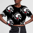 Fish Skeleton With Human Skull On Black Background 3D Women's Crop Top